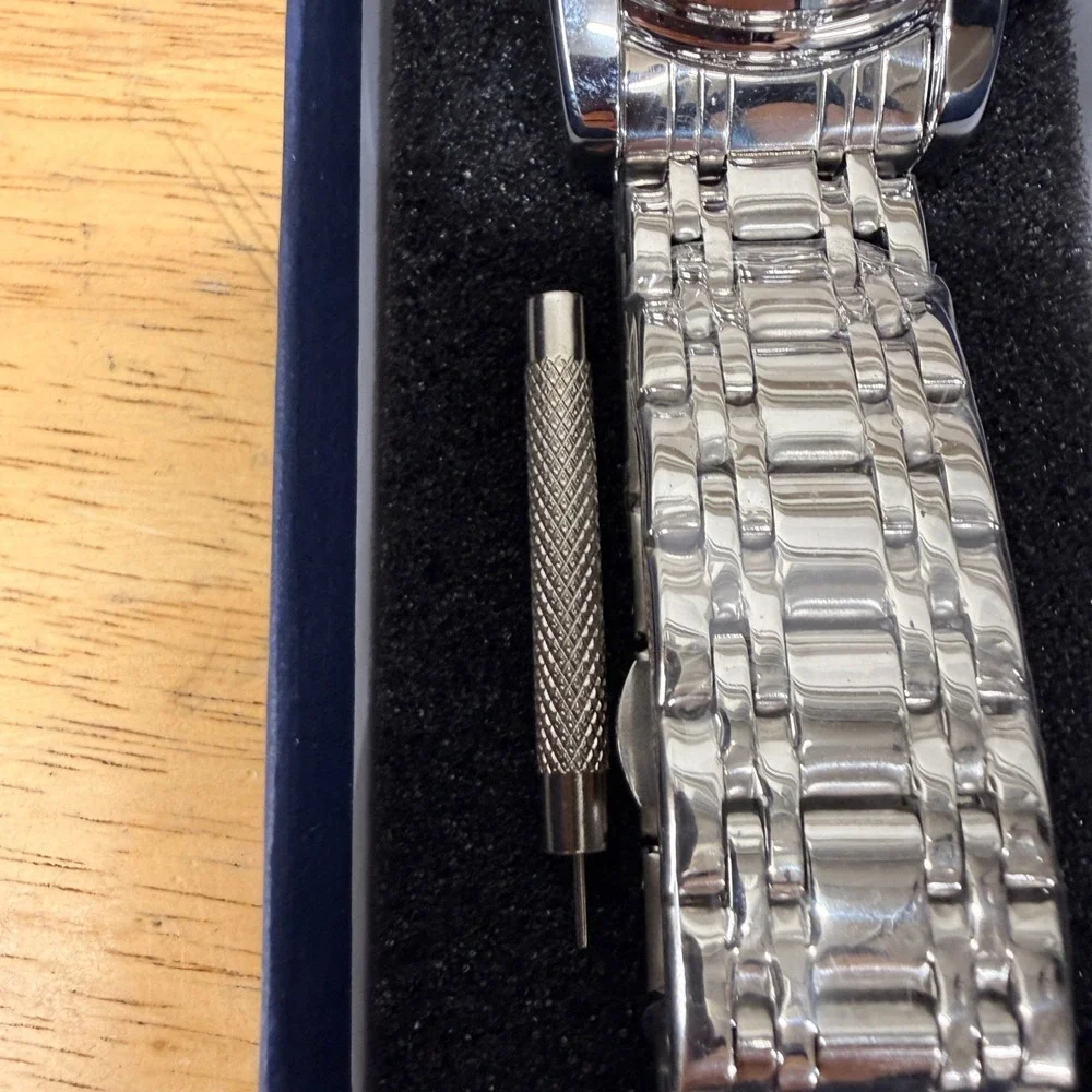 Dofia Xiaoya Aiyishi 9101‎ Men's Silver Stainless Steel Quartz Watch Blue Dial